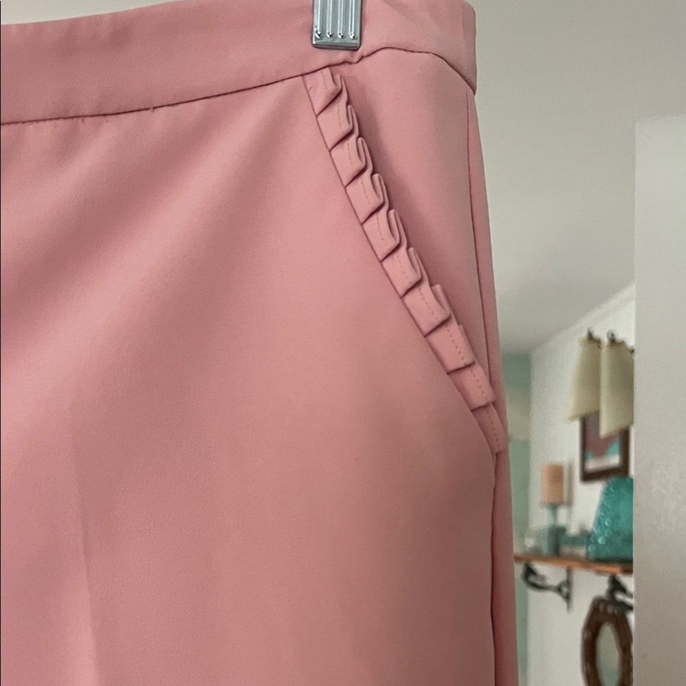 Women's Pink Tailored Ponte Pants - Picture 2 of 3